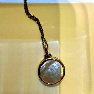Mejuri Mother of Pearl Circle Locket Necklace